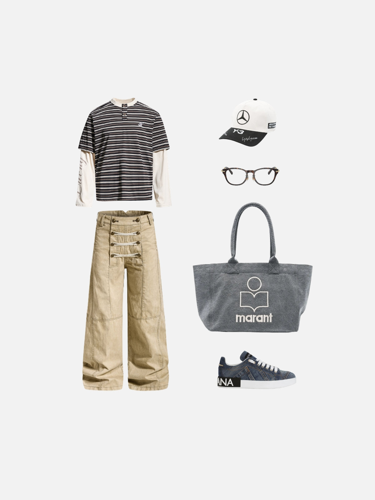 Haaura Layered Stripe Henley Tee
