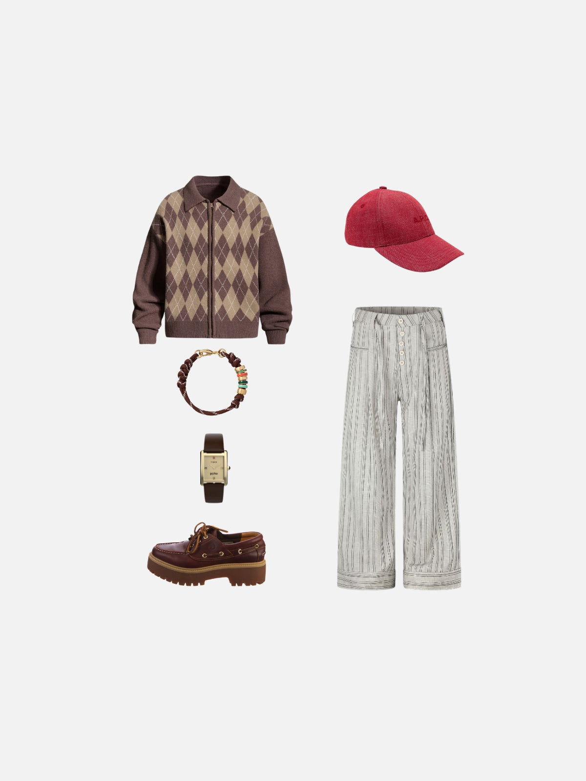 Haaura Argyle Zip Up Cardigan