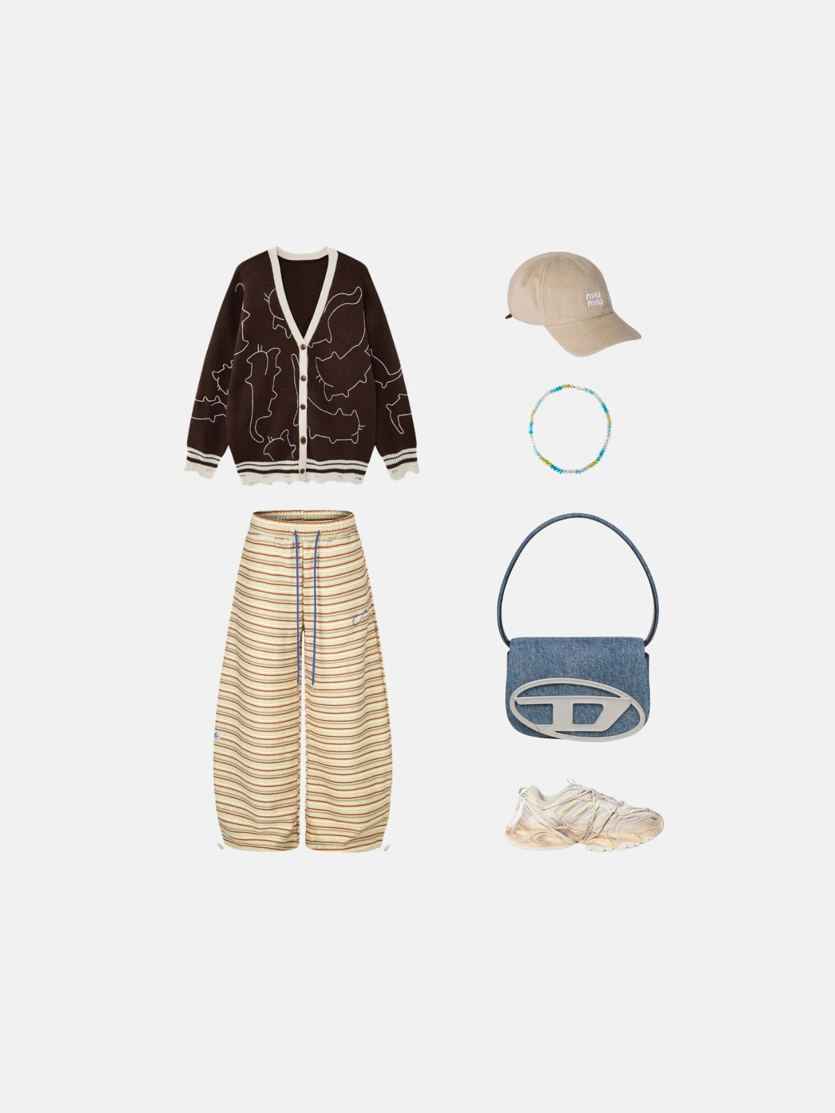 Haaura Stripe Baggy Sweatpants