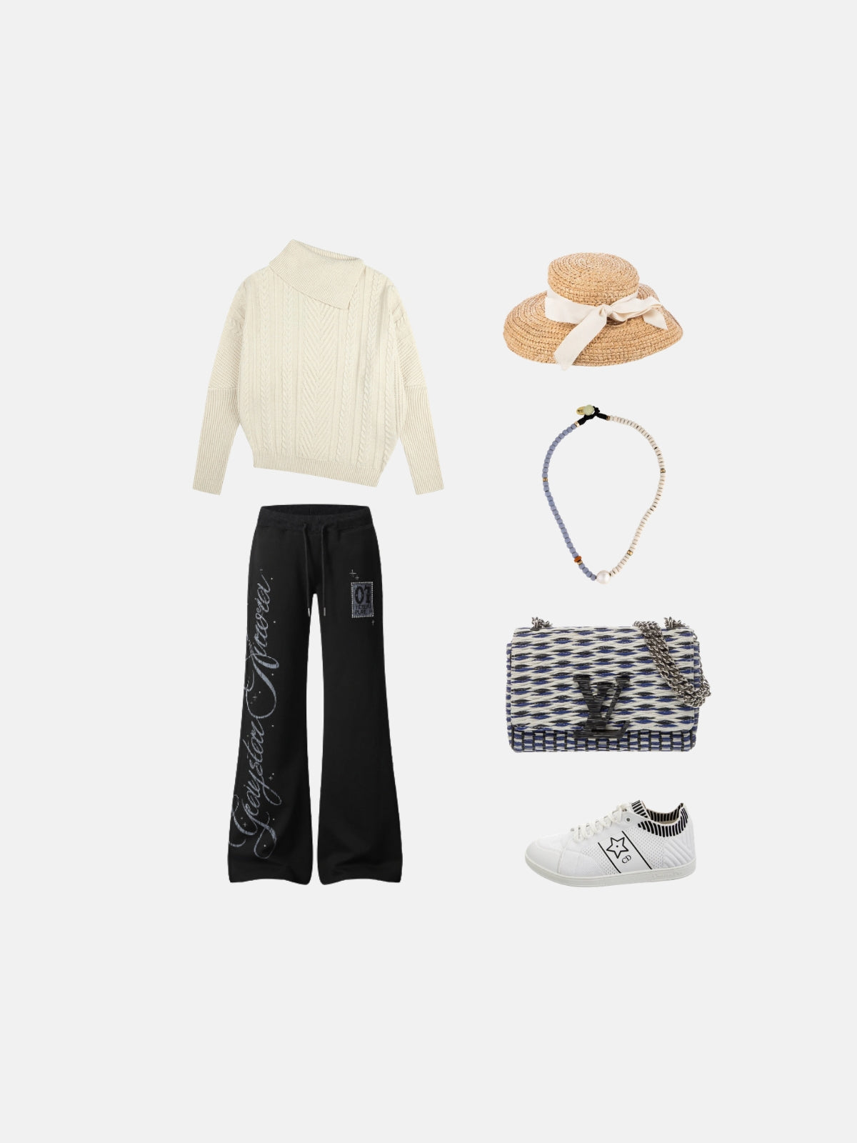 Haaura Asymmetrical Cable Knit Turtleneck Sweater