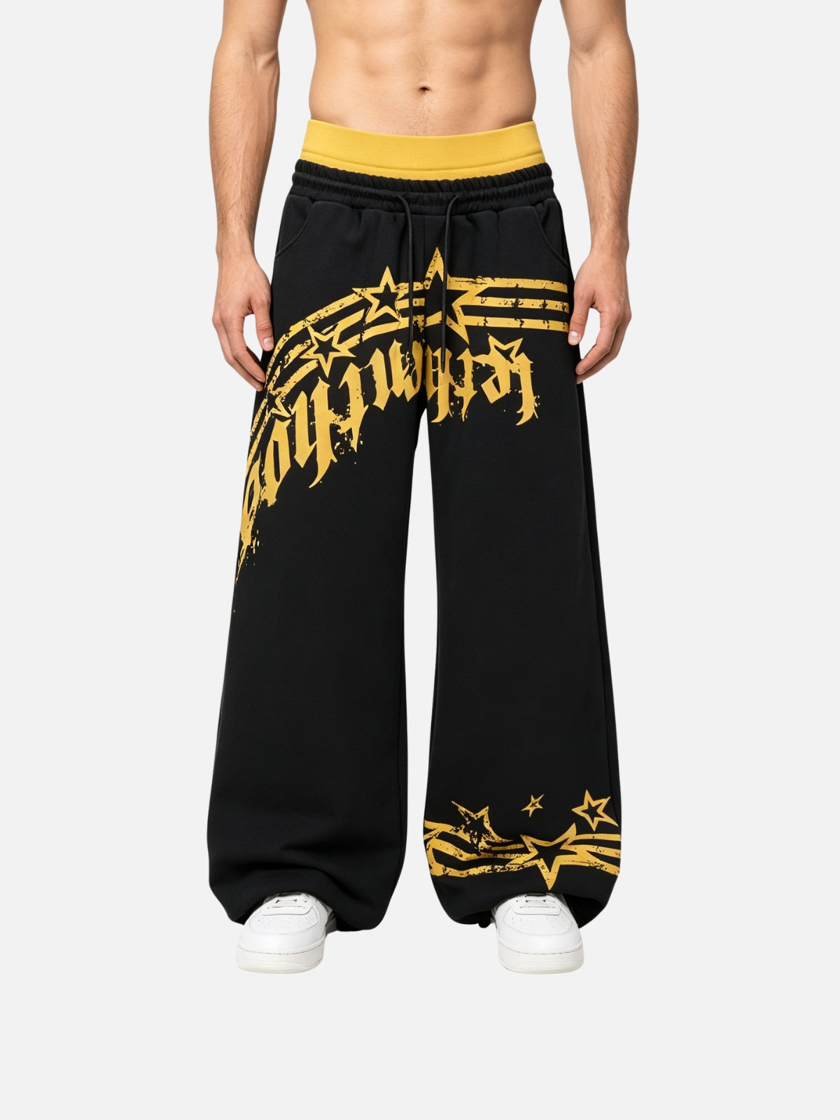 Haaura Contrast Waist Graffiti Star Sweatpants