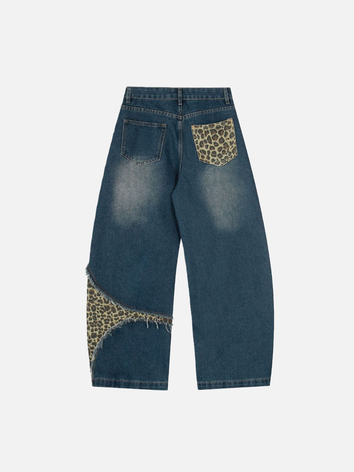 Haaura Leopard Patch Keychain Raw Edge Baggy Jeans