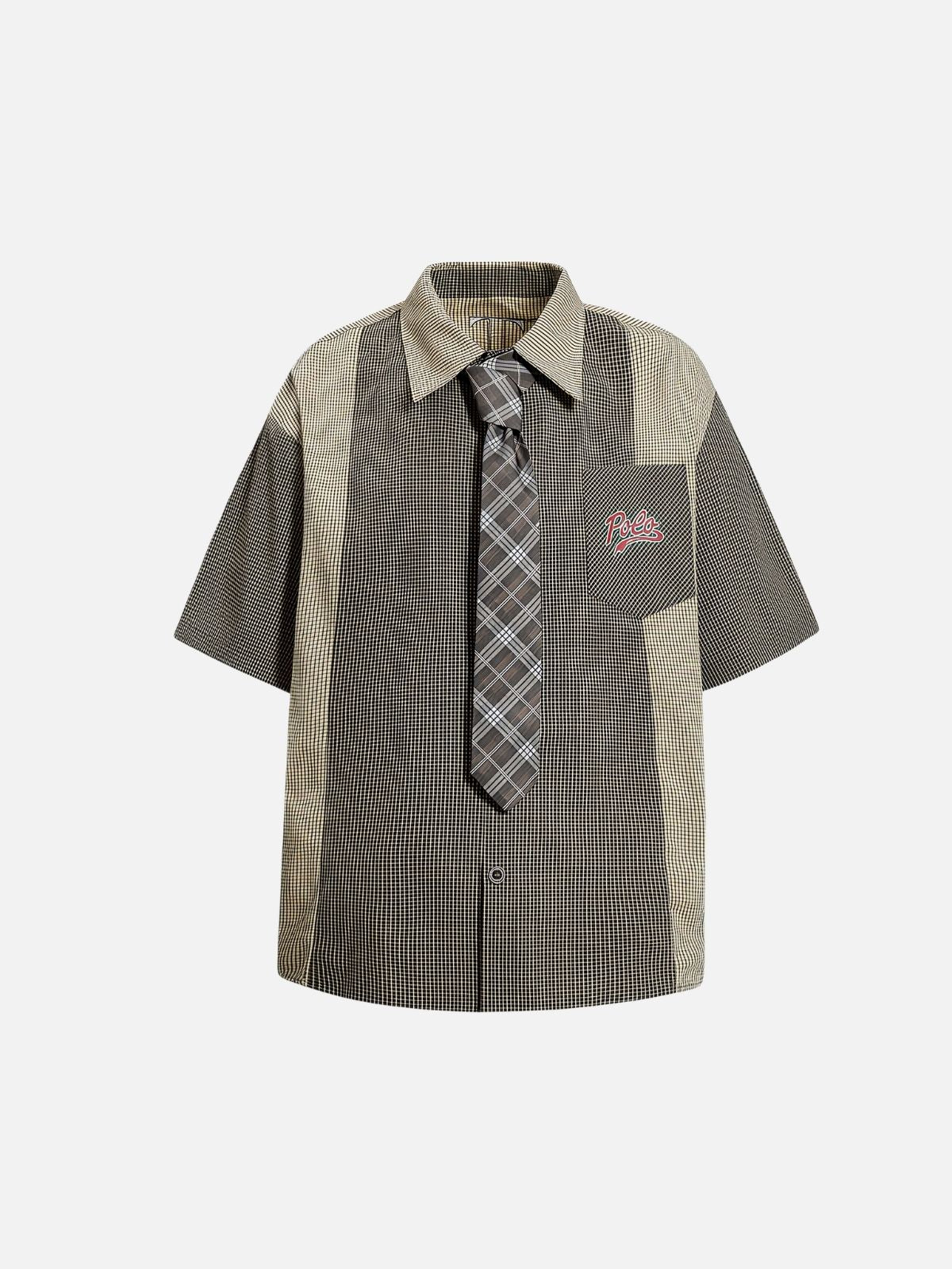 Haaura Deconstructed Plaid Detachable Tie Detail Shirt