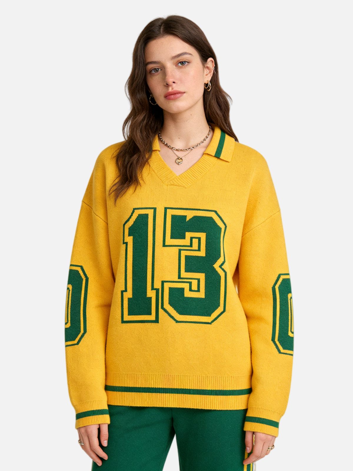 Haaura Number Graphic Polo Sweater