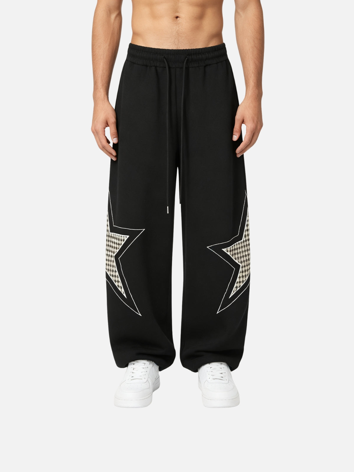 Haaura Plaid Star Patch Sweatpants