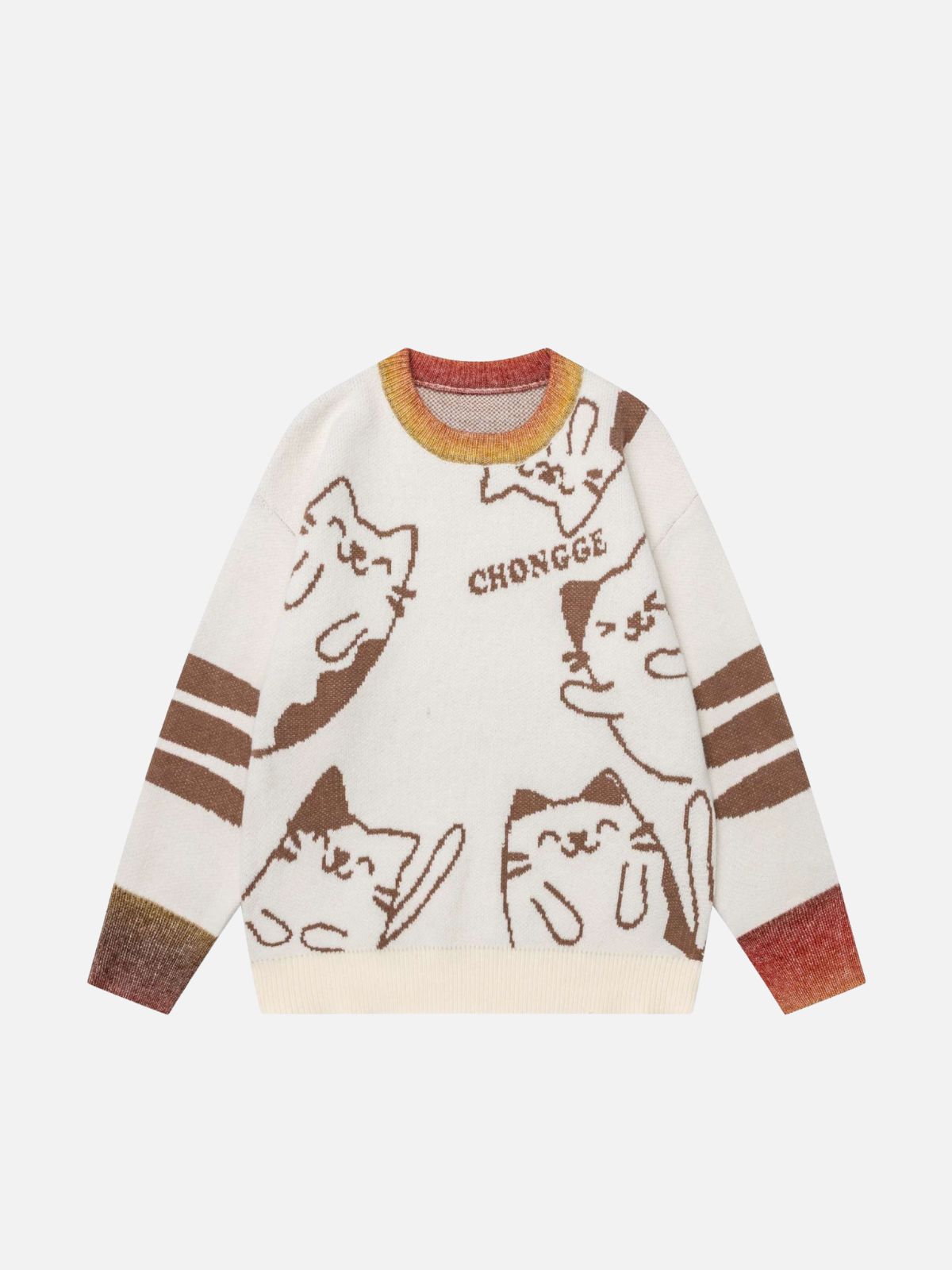 Haaura Line Art Cat Stripe Sweater