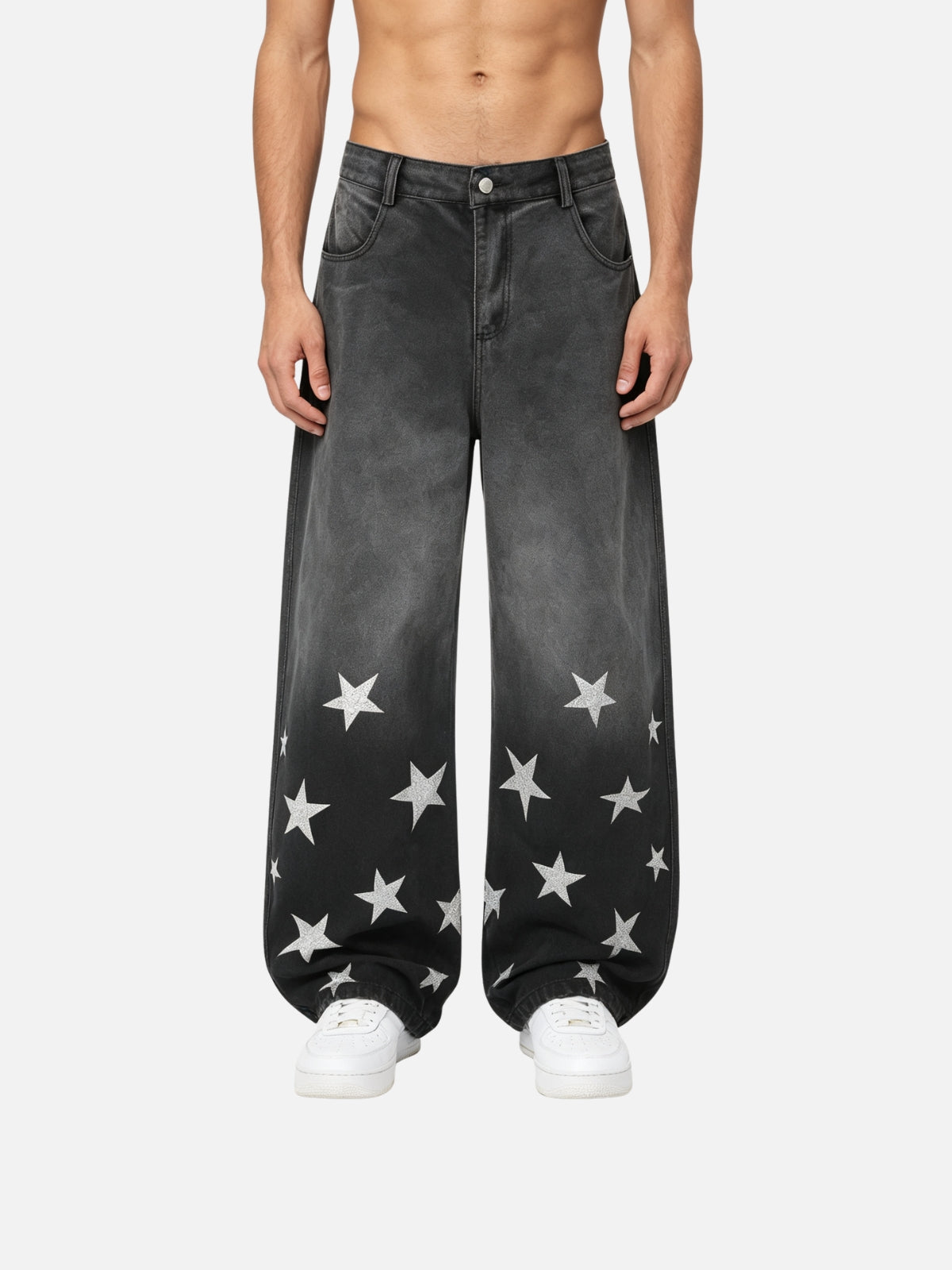 Haaura Star Graphic Baggy Barrel Jeans
