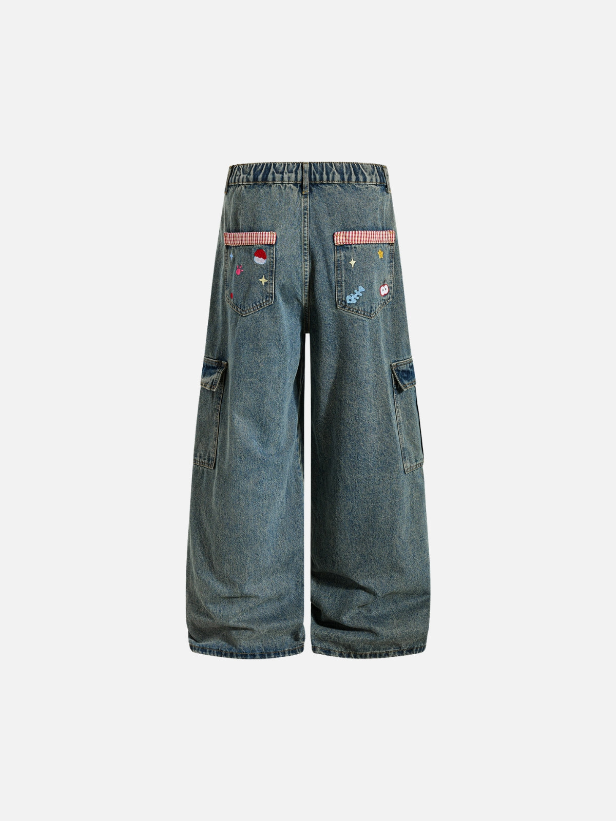 Haaura Cat Applique Baggy Cargo Jeans