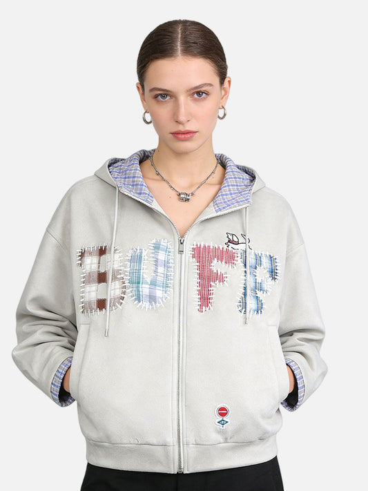 Haaura Buff Patchwork Letterman Jacket