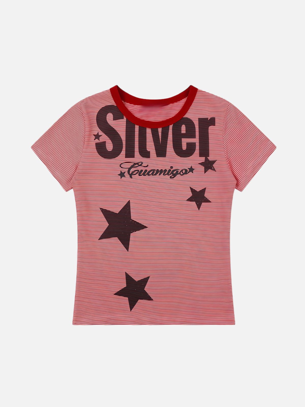 Haaura Cropped Striped Star Ringer Top
