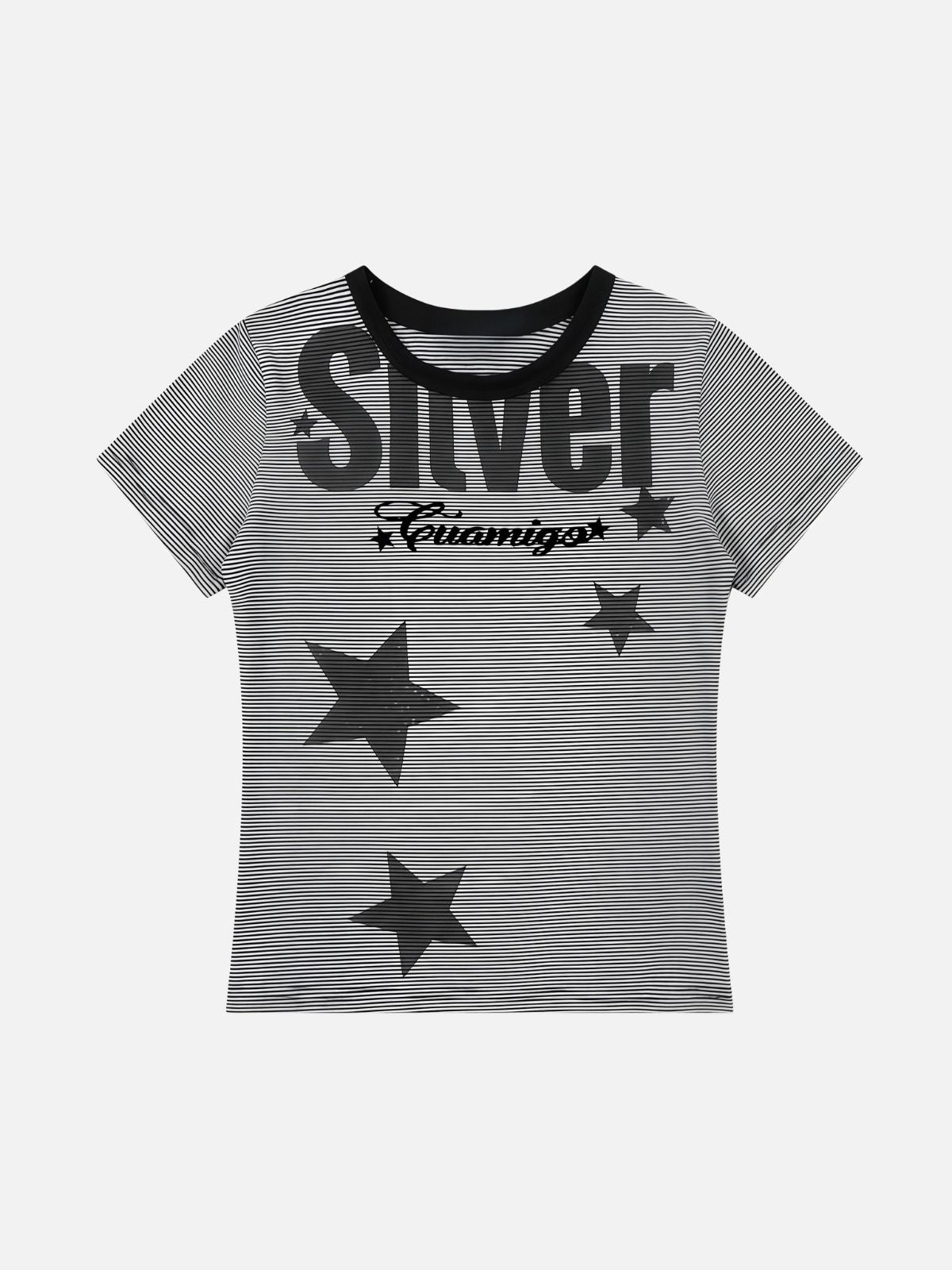 Haaura Cropped Striped Star Ringer Top