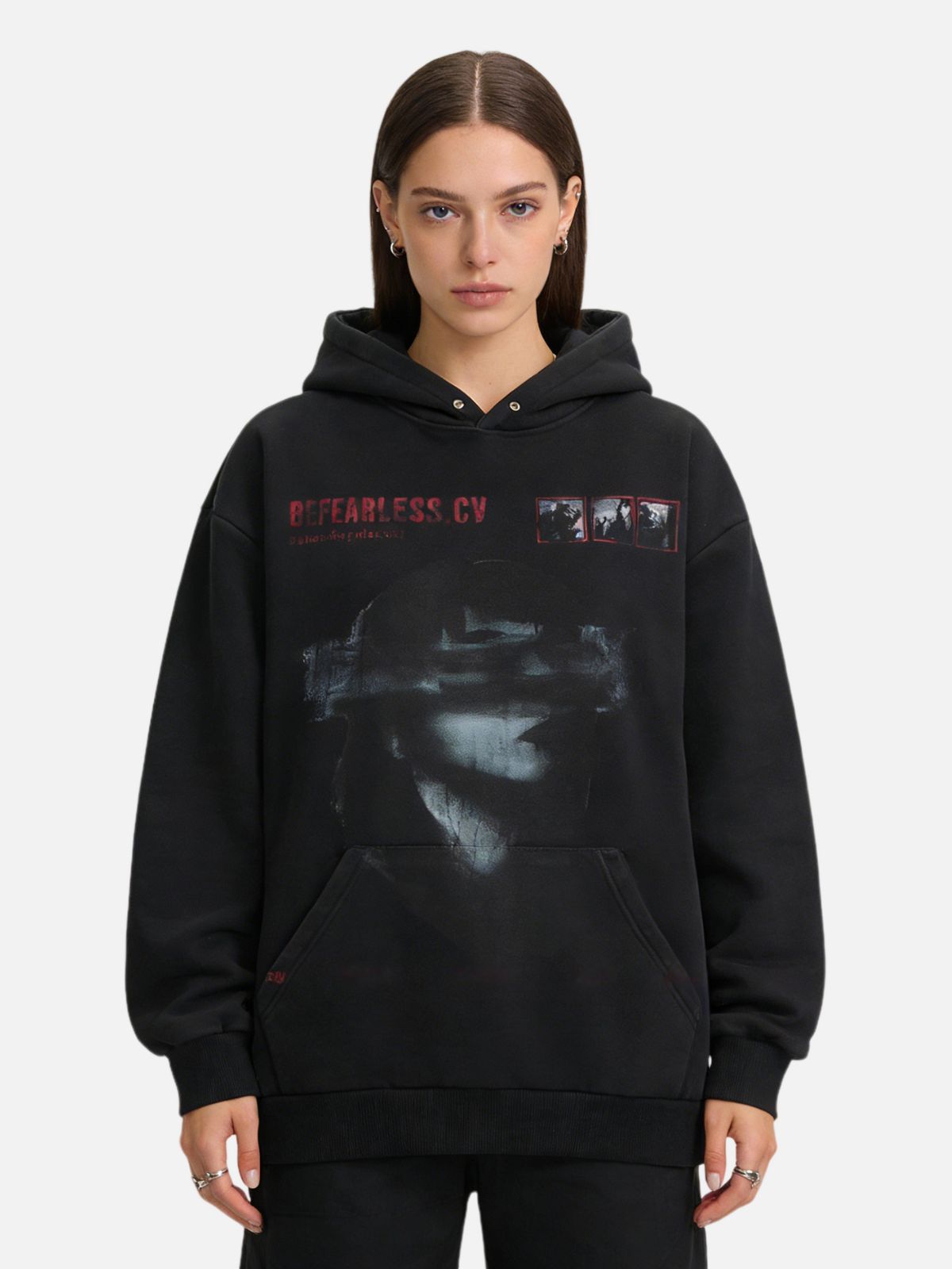 Haaura "Deare Friend" Distressed Portrait Hoodie