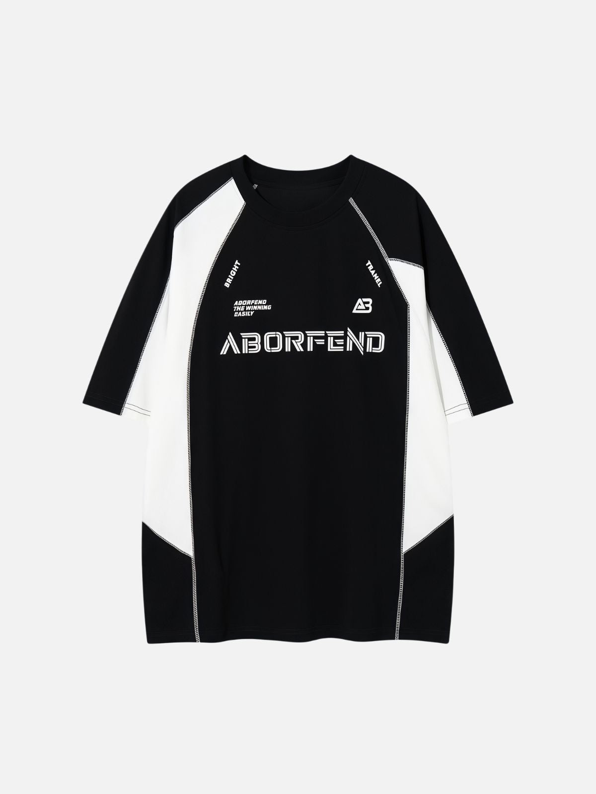 Haaura Oversized Color Block Asymmetric Stripe Reflective Print Tee