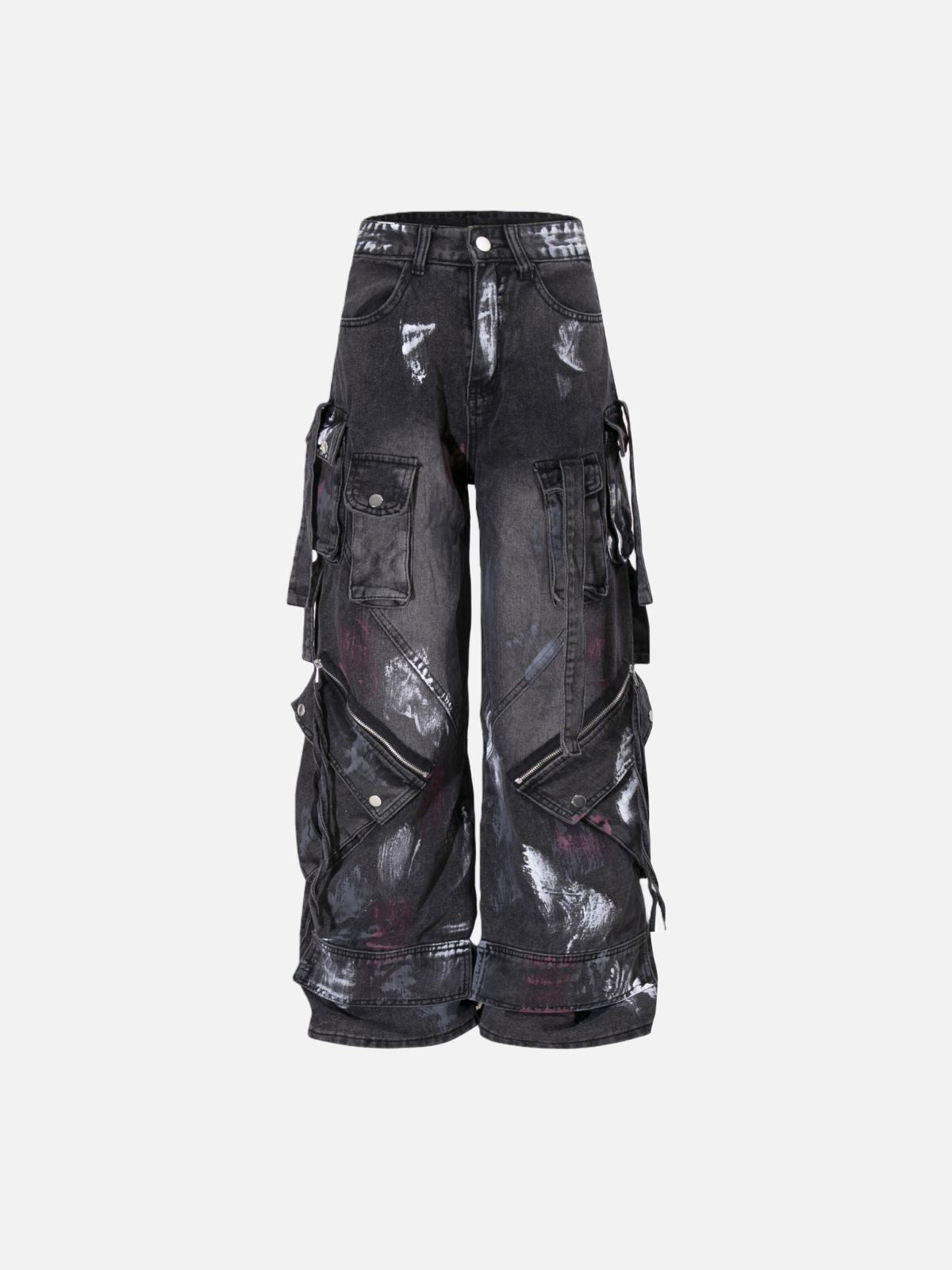 Haaura Multi-Pocket Splatter Super Baggy Jeans