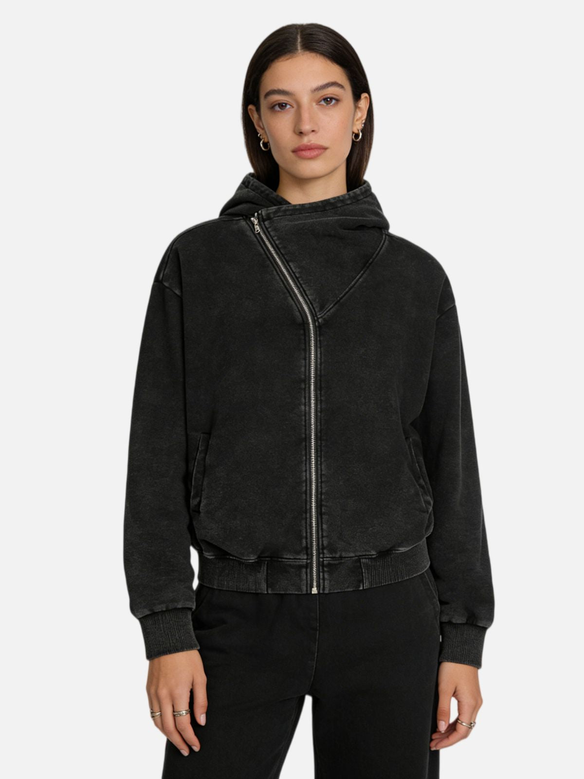 Haaura Deconstructive Boxy Zip Up Hoodie