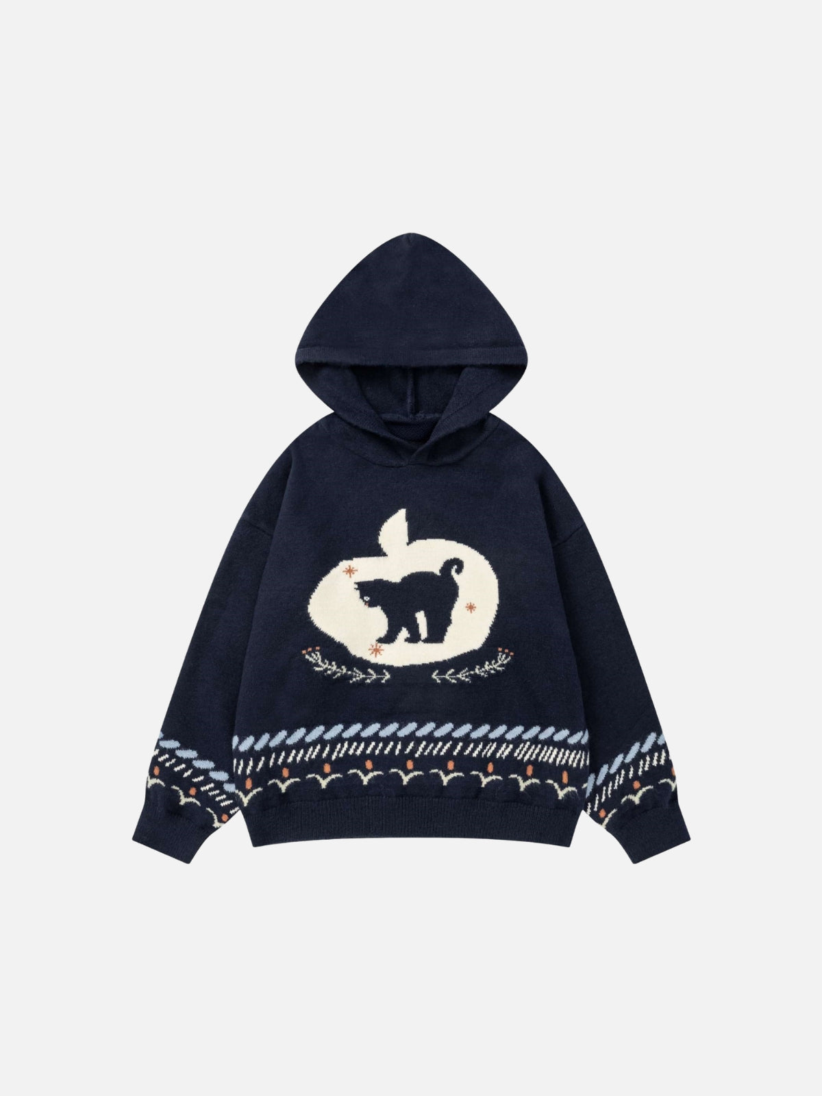 Haaura Apple Cat Jacquard Hoodie