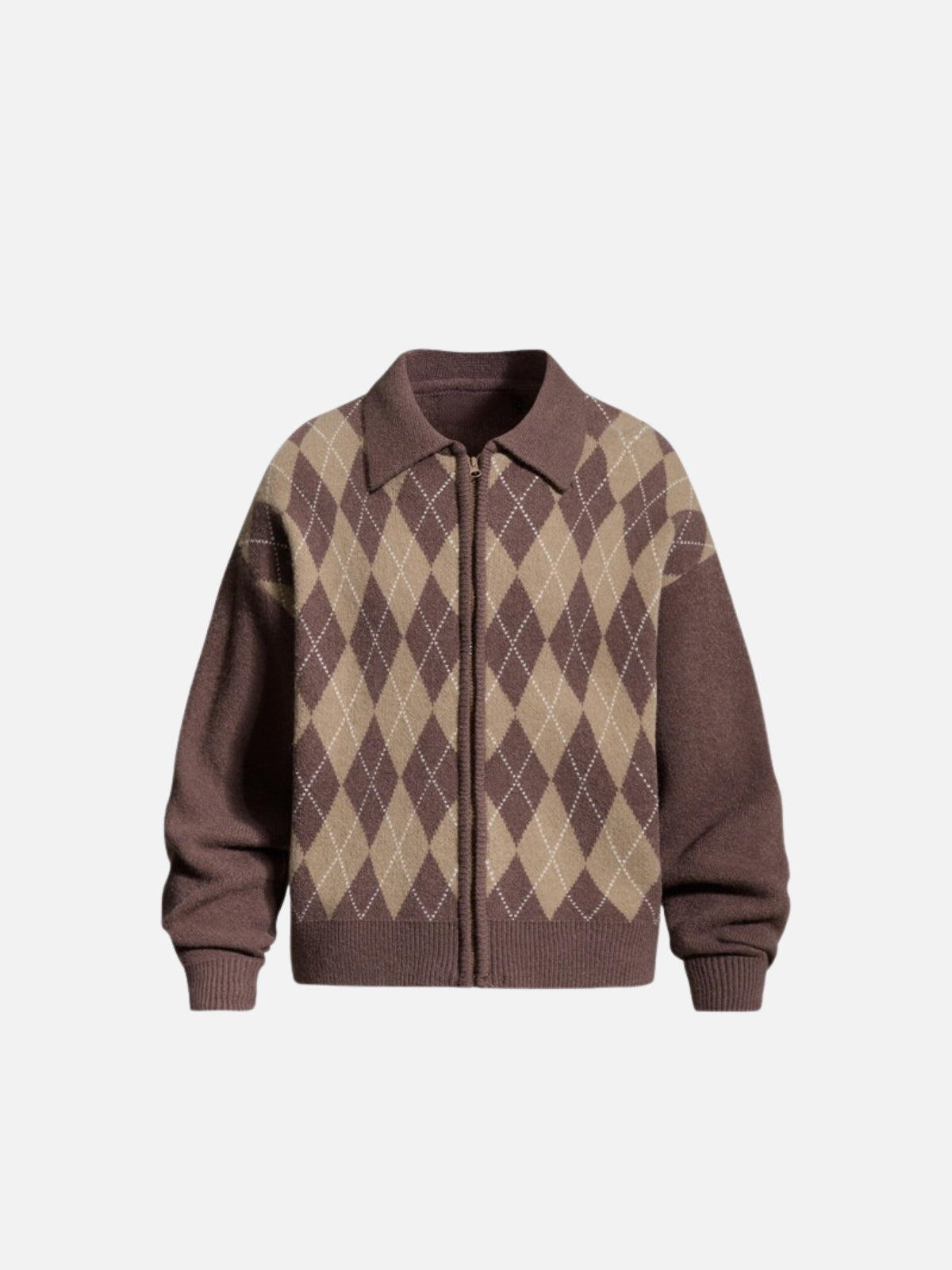 Haaura Argyle Zip Up Cardigan