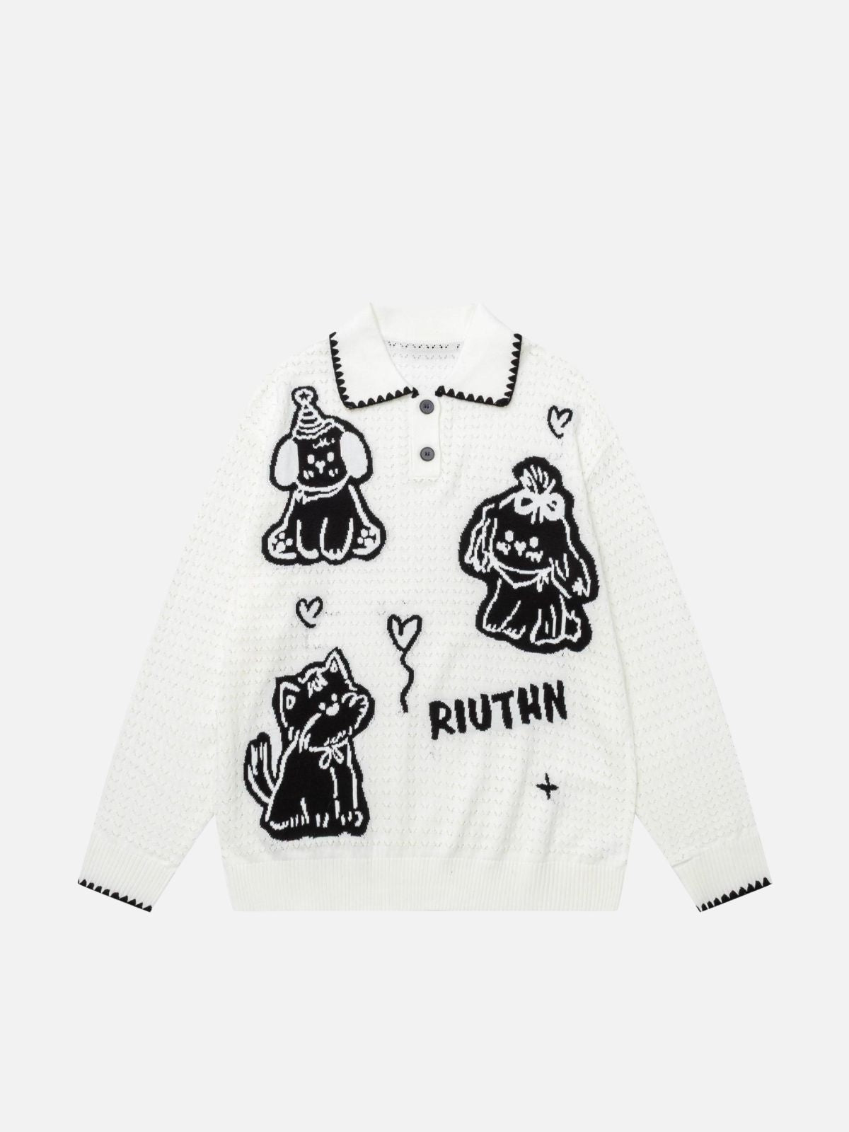 Haaura Line Art Dog Polo Sweater