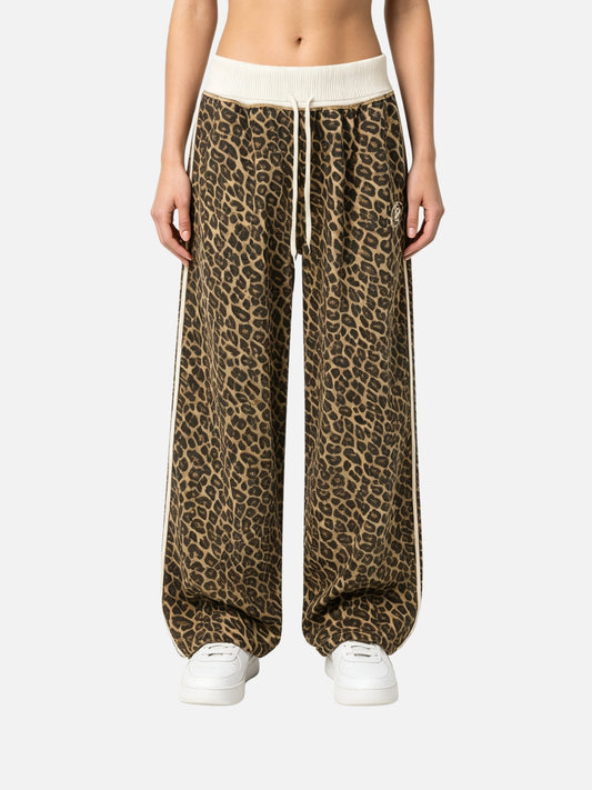 Haaura Contrast Waist Leopard Sweatpants