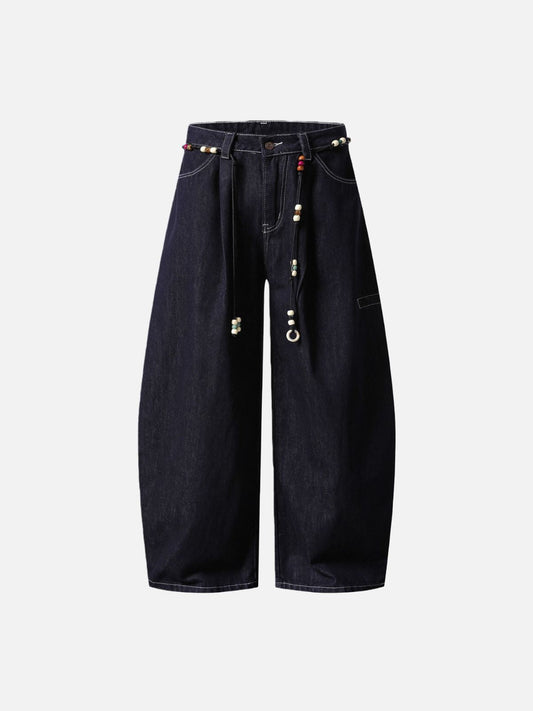 Haaura Beaded Belt Structured Super Baggy Jeans