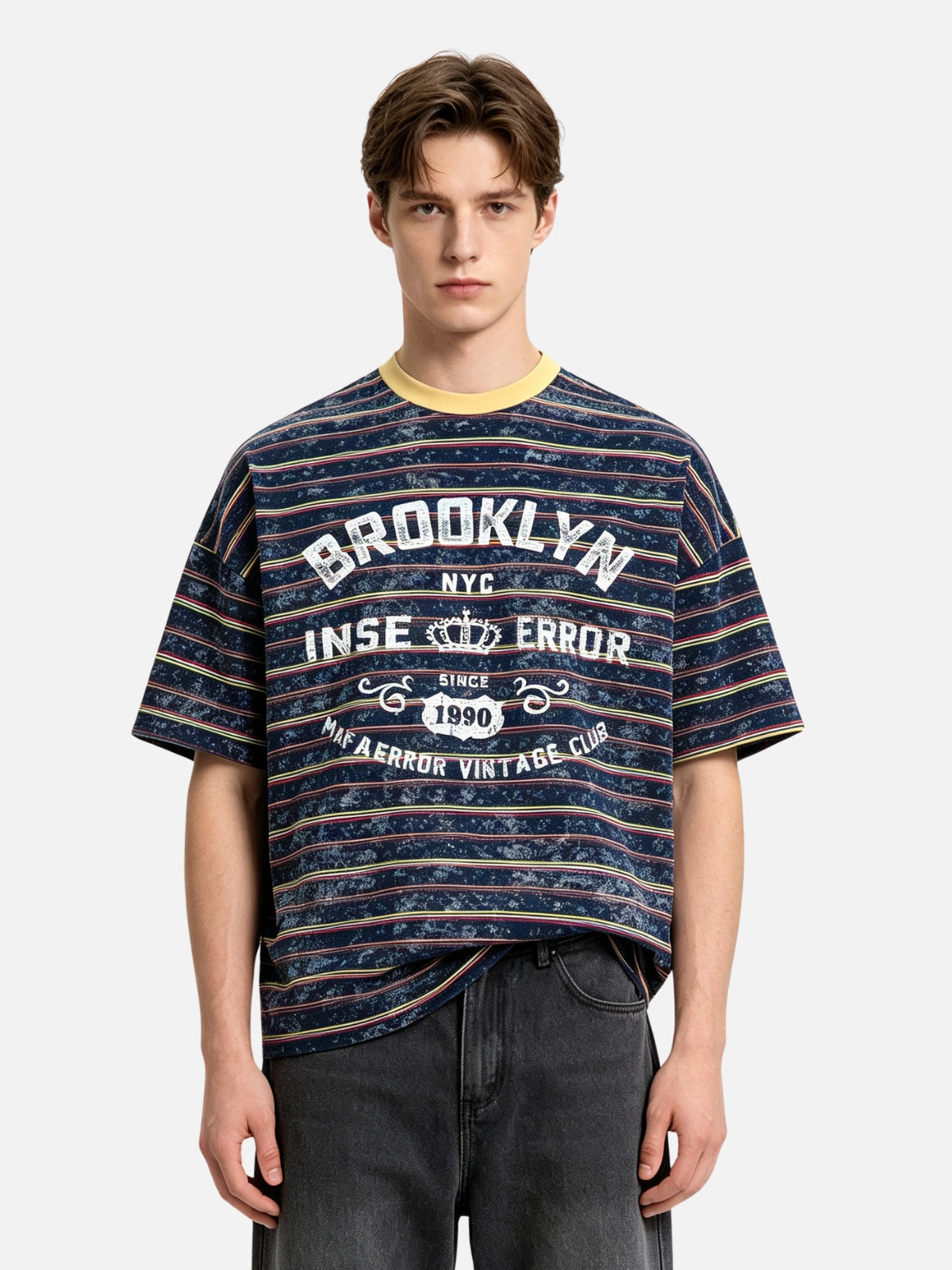 Haaura Acid Wash Stripe Graphic Tee