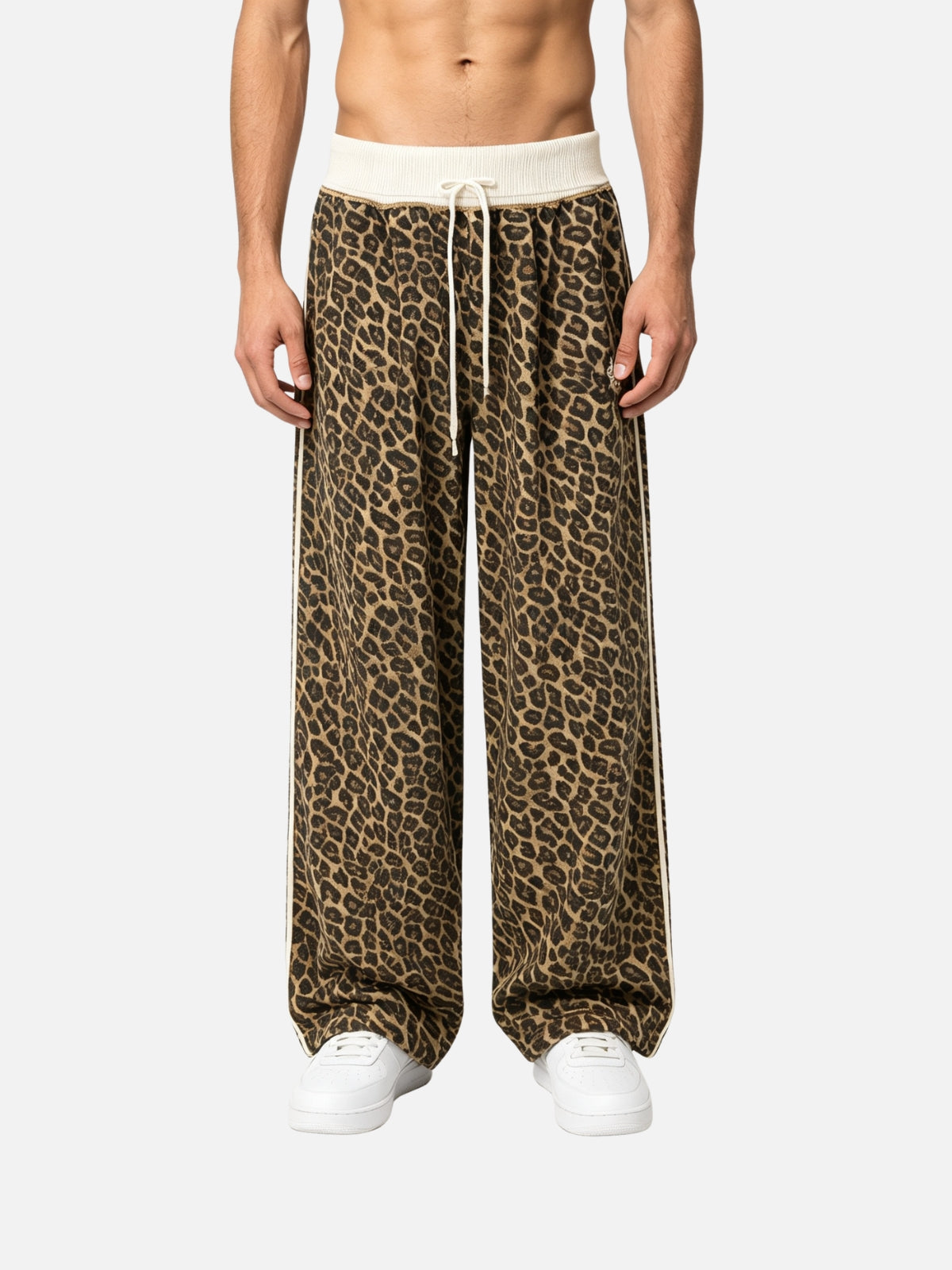 Haaura Contrast Waist Leopard Sweatpants