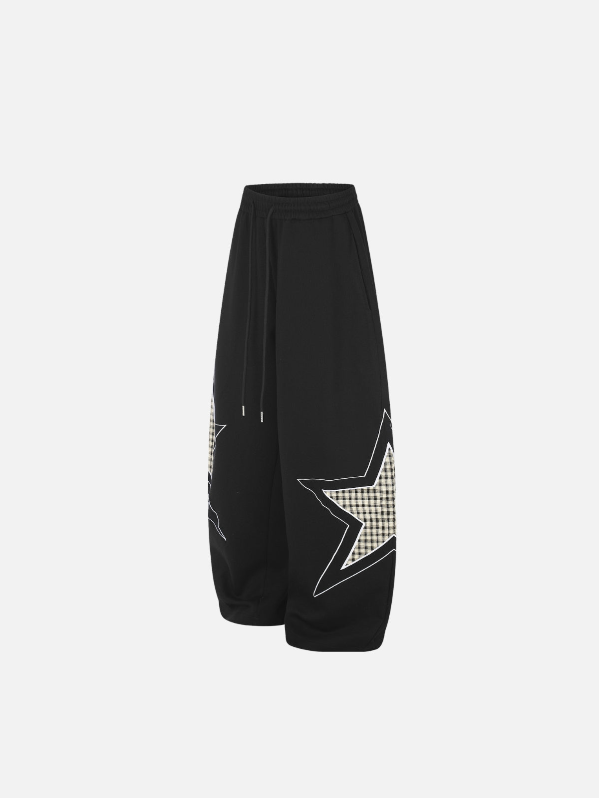 Haaura Plaid Star Patch Sweatpants