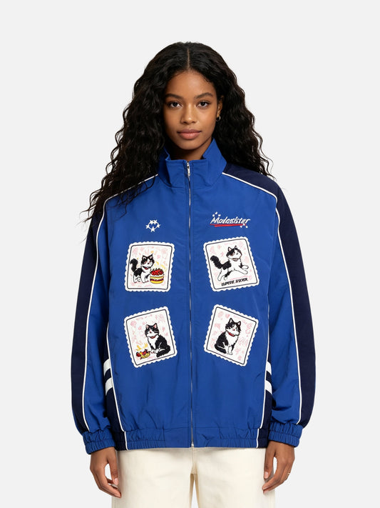 Haaura Cat Patch Colorblock Track Jacket