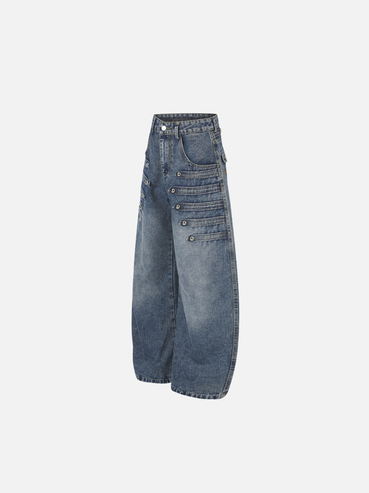 Haaura Buckle Strap Baggy Barrel Jeans