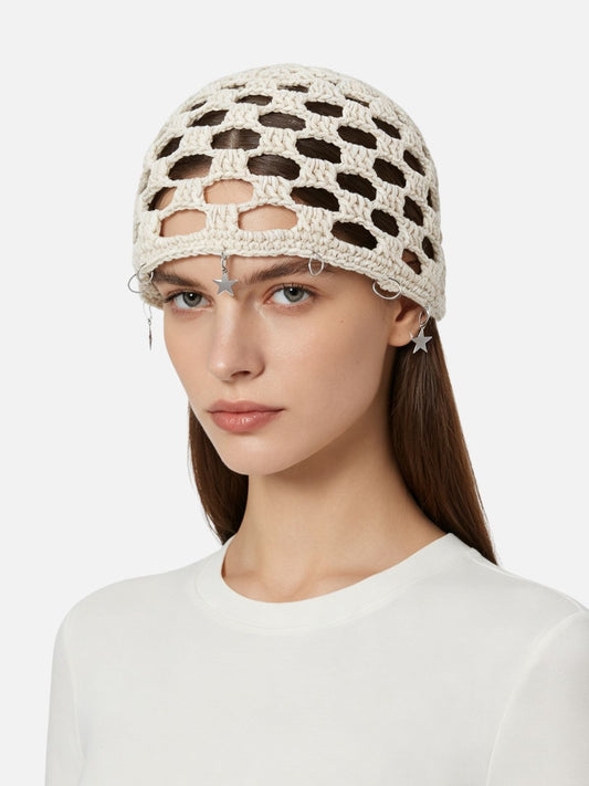 Star Charm Crochet Beanie