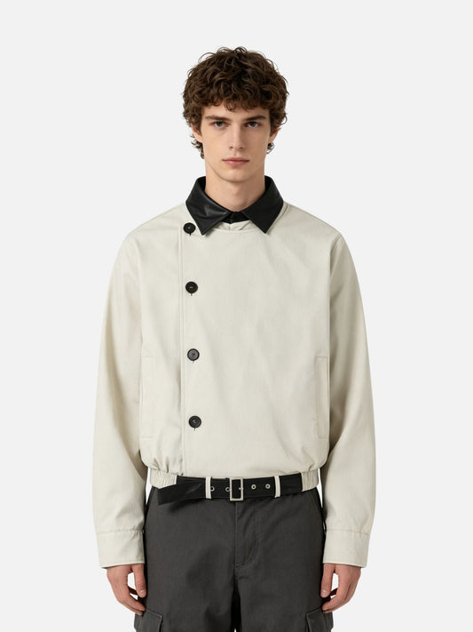 Haaura Contrast Collar Belted Jacket