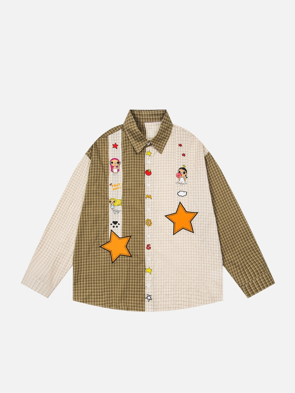 Haaura Cartoon Star Patchwork Shirt