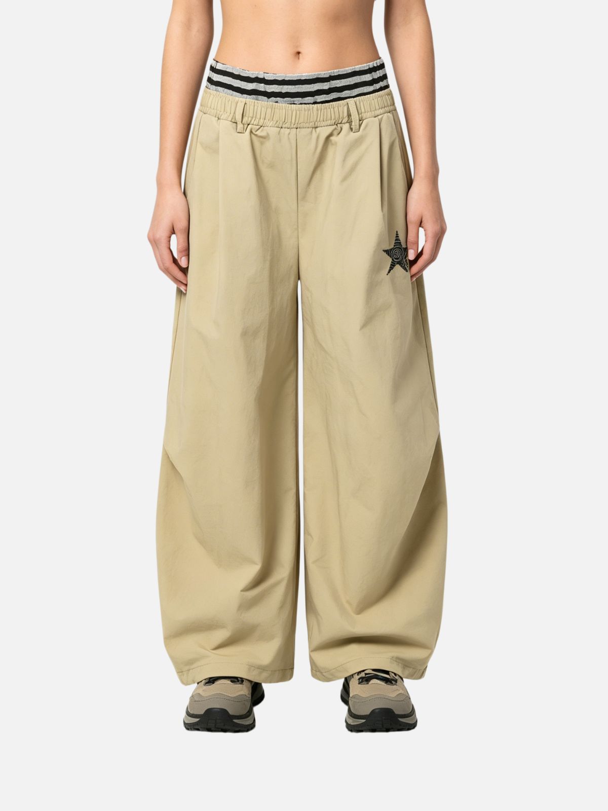 Haaura Star & Striped Drawstring Waist Baggy Pants