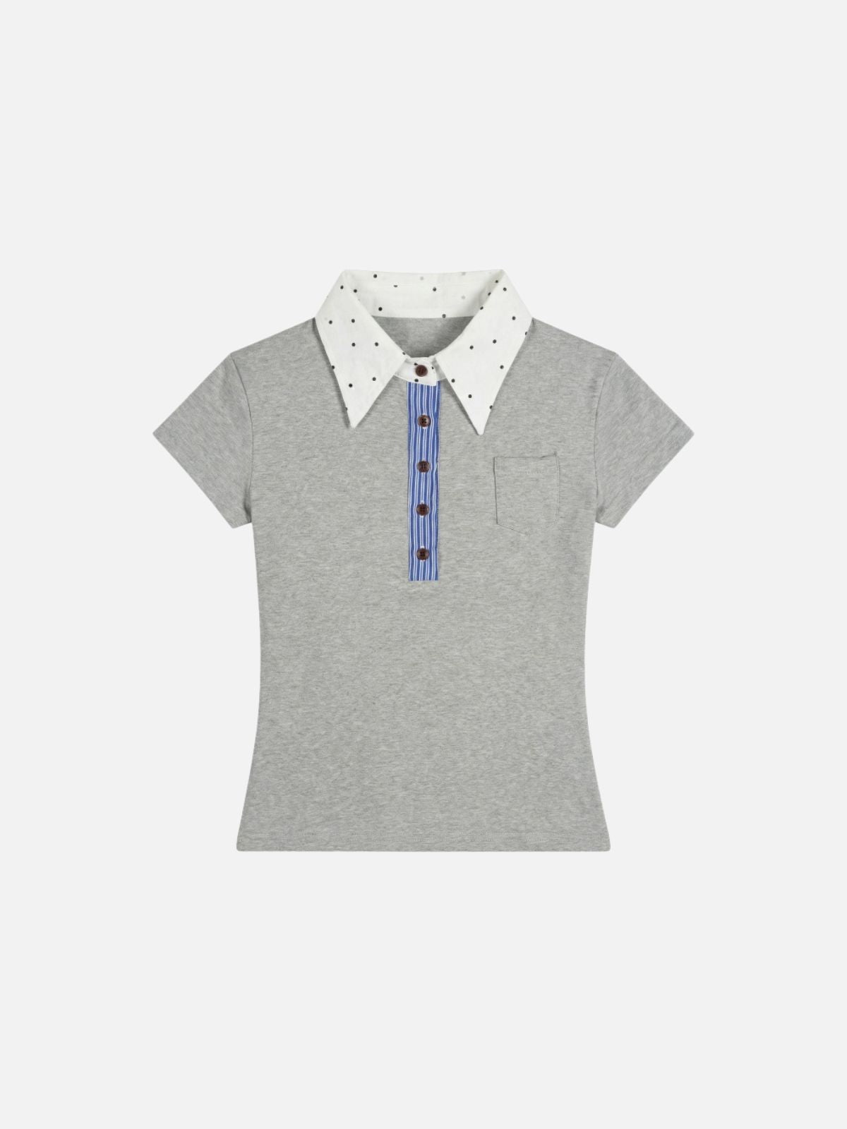 Haaura Polka Dot Collar Polo Tee