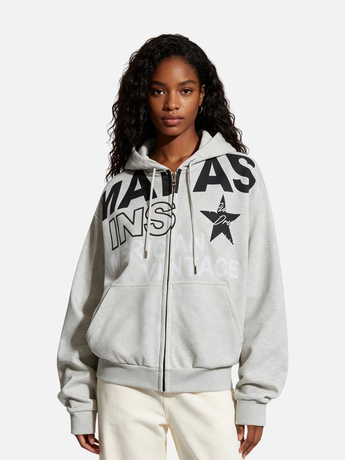 Haaura Vintage Graphic Zip Up Hoodie