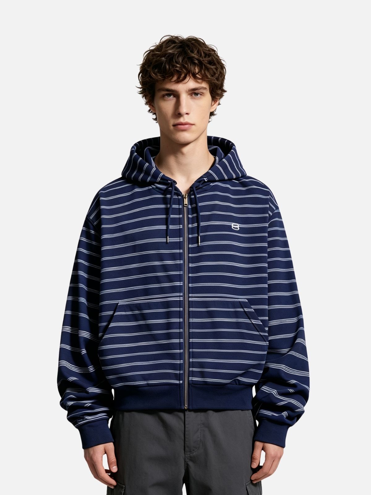 Haaura Stripe Zip Up Hoodie