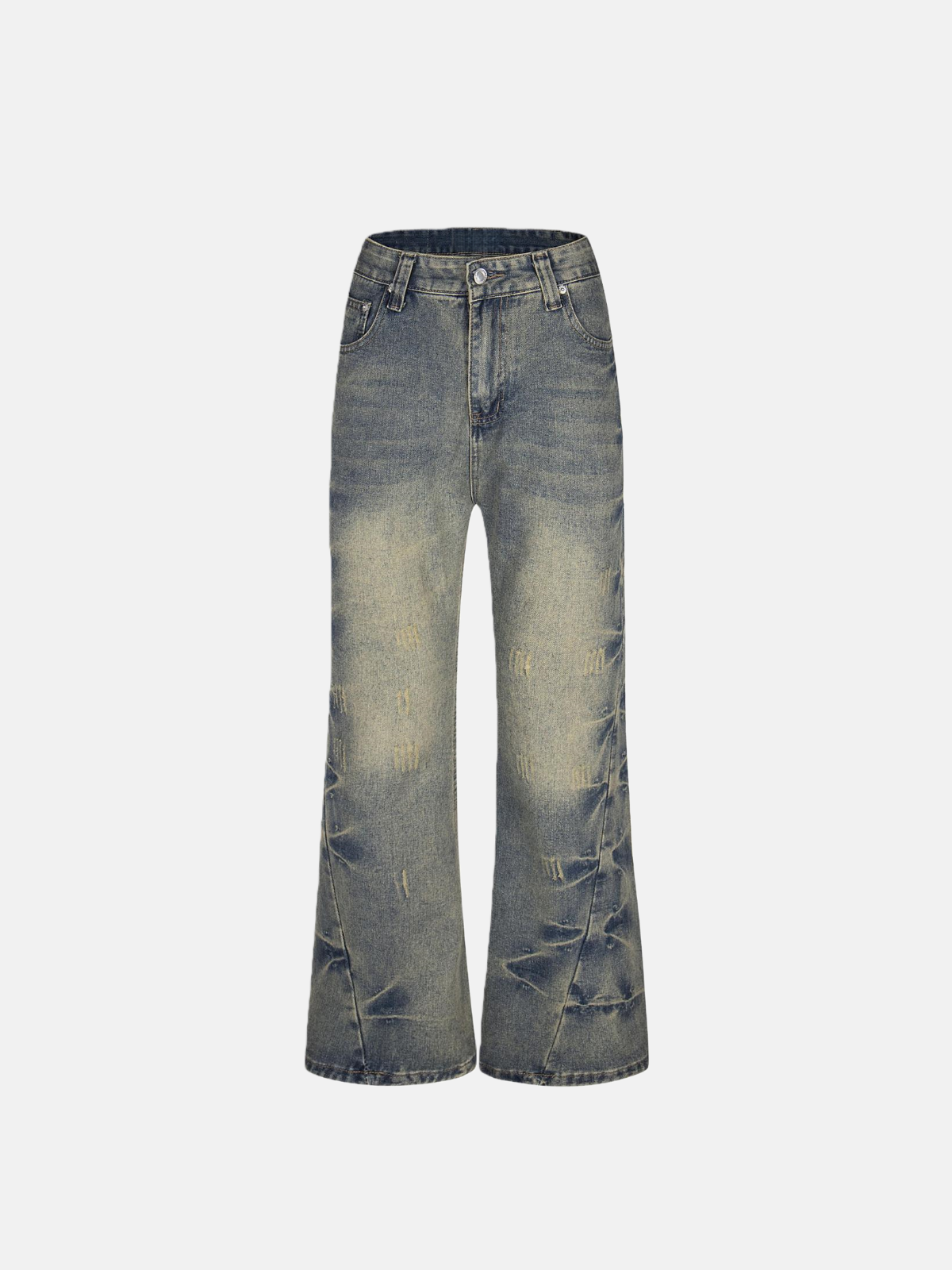 Haaura Washed Texture Flare Jeans