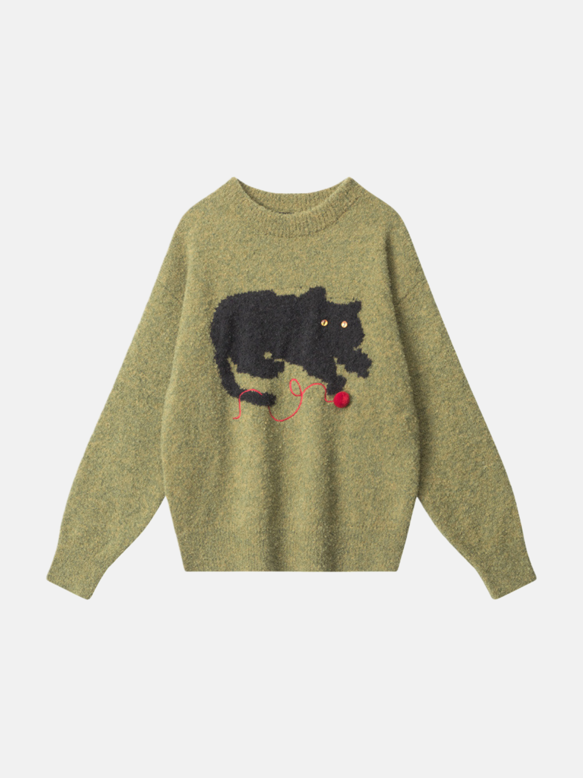 Haaura Embroidered Kitten Yarn Ball Knit Sweater