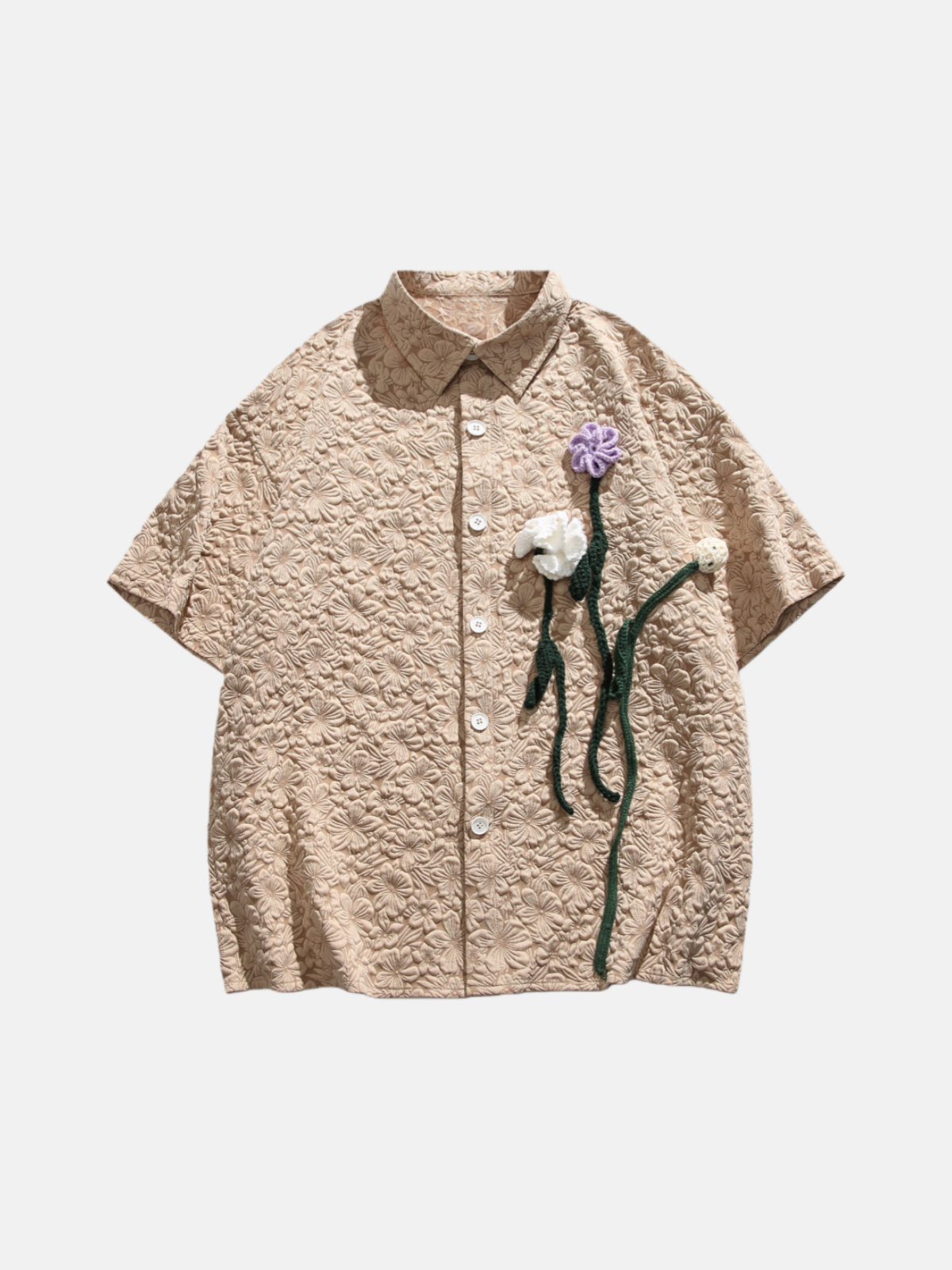 Haaura Textured Floral Short Sleeve Shirt