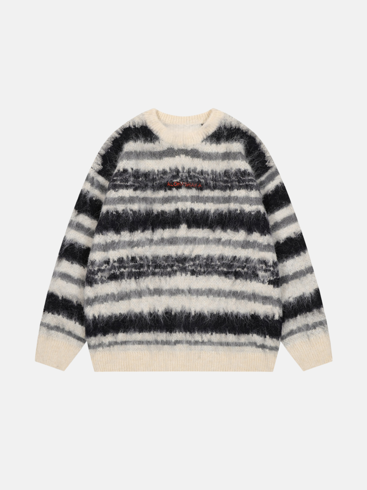 Haaura Gradient Stripe Brushed Oversized Crewneck Sweater