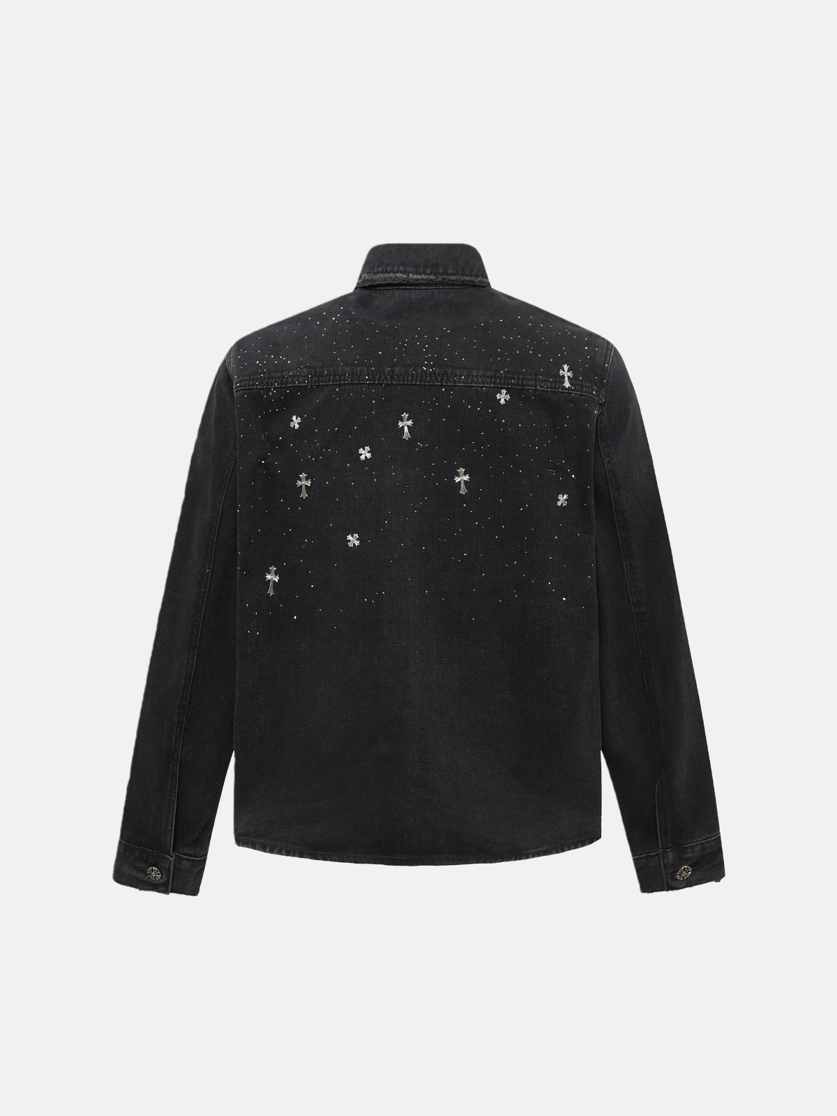 Haaura Embroidered Cross & Floral Denim Shirt