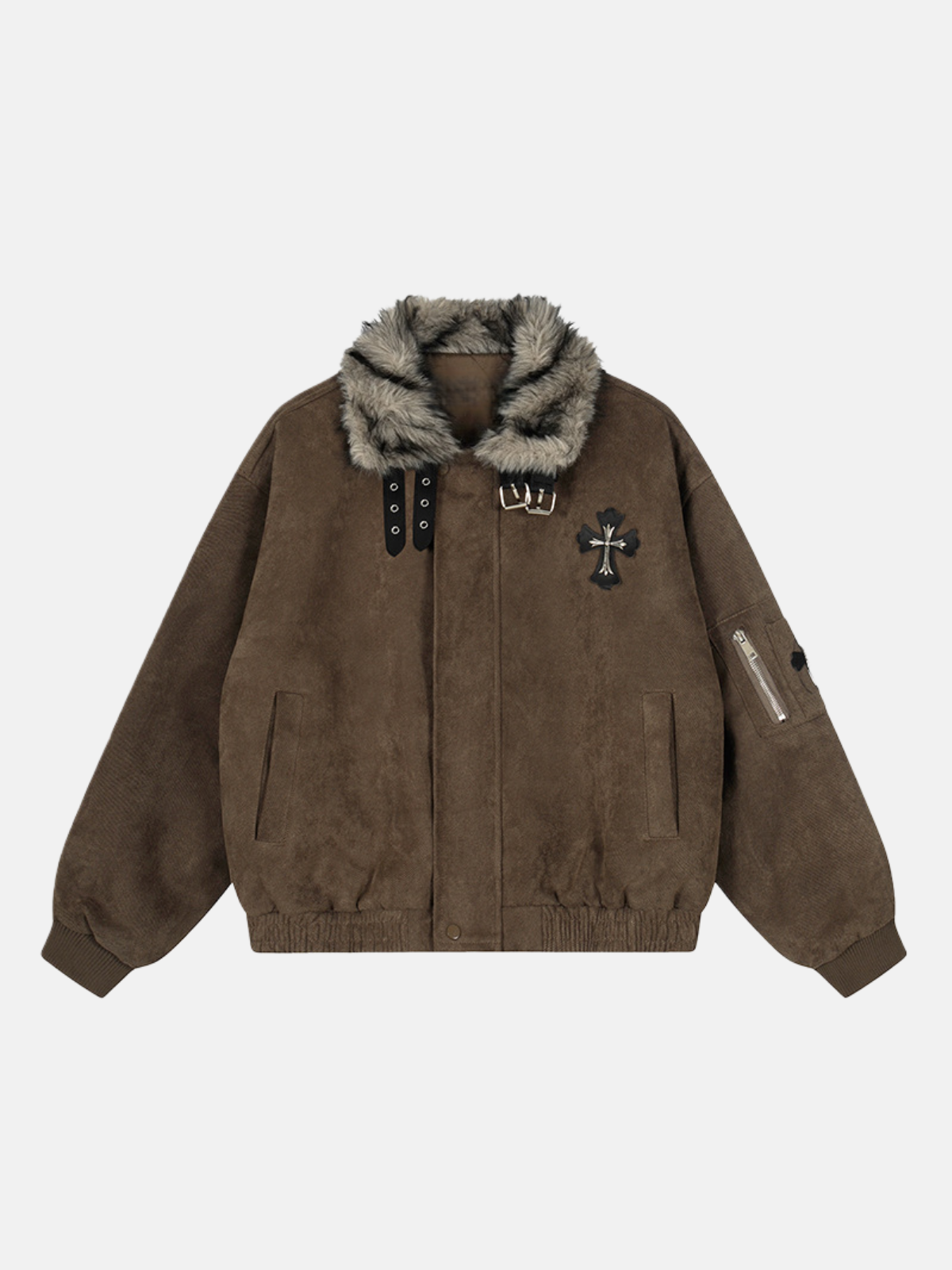 Haaura Cross Fur Collar Loose Jacket