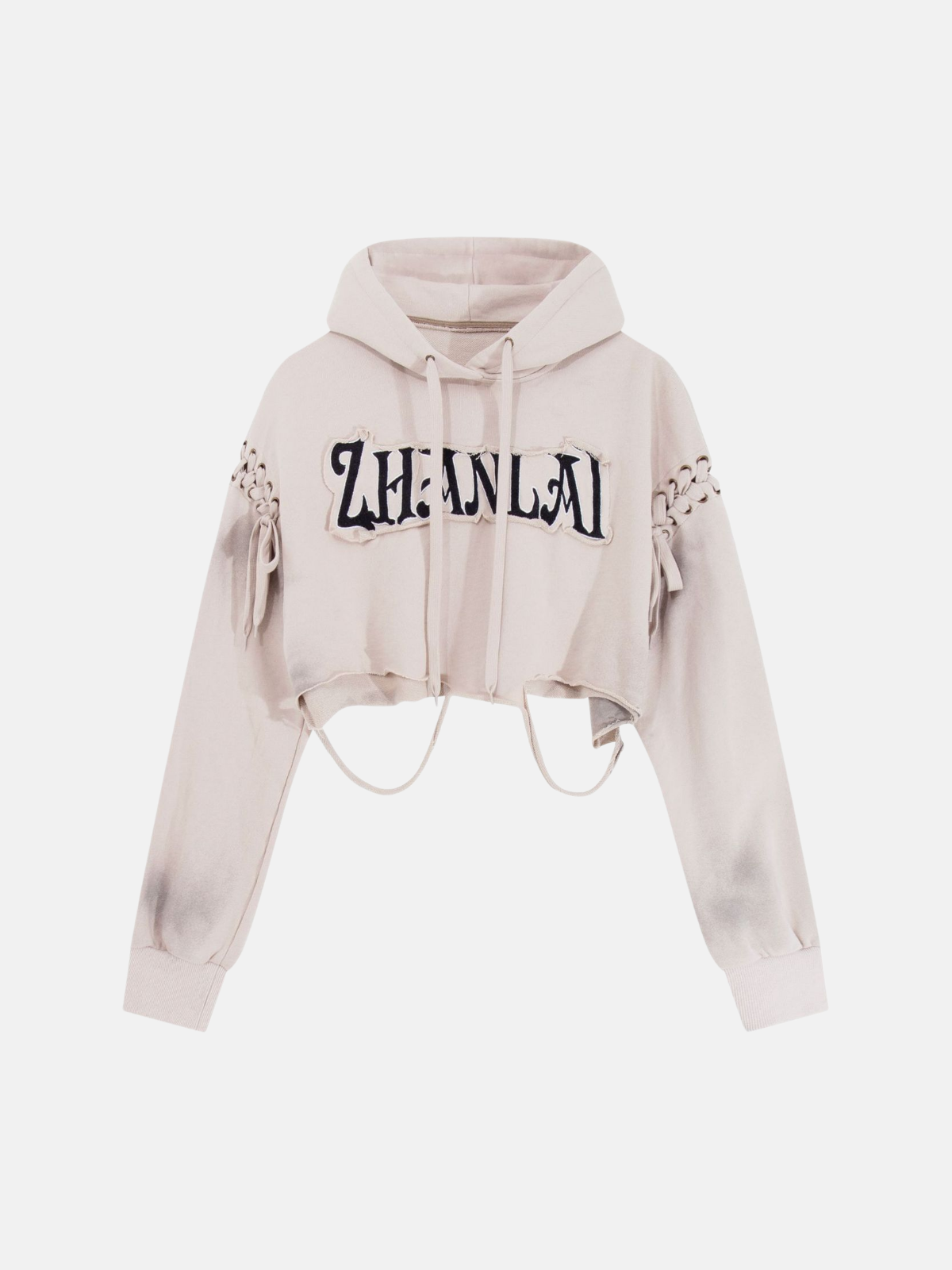 Haaura Cropped Lace-Up Hoodie