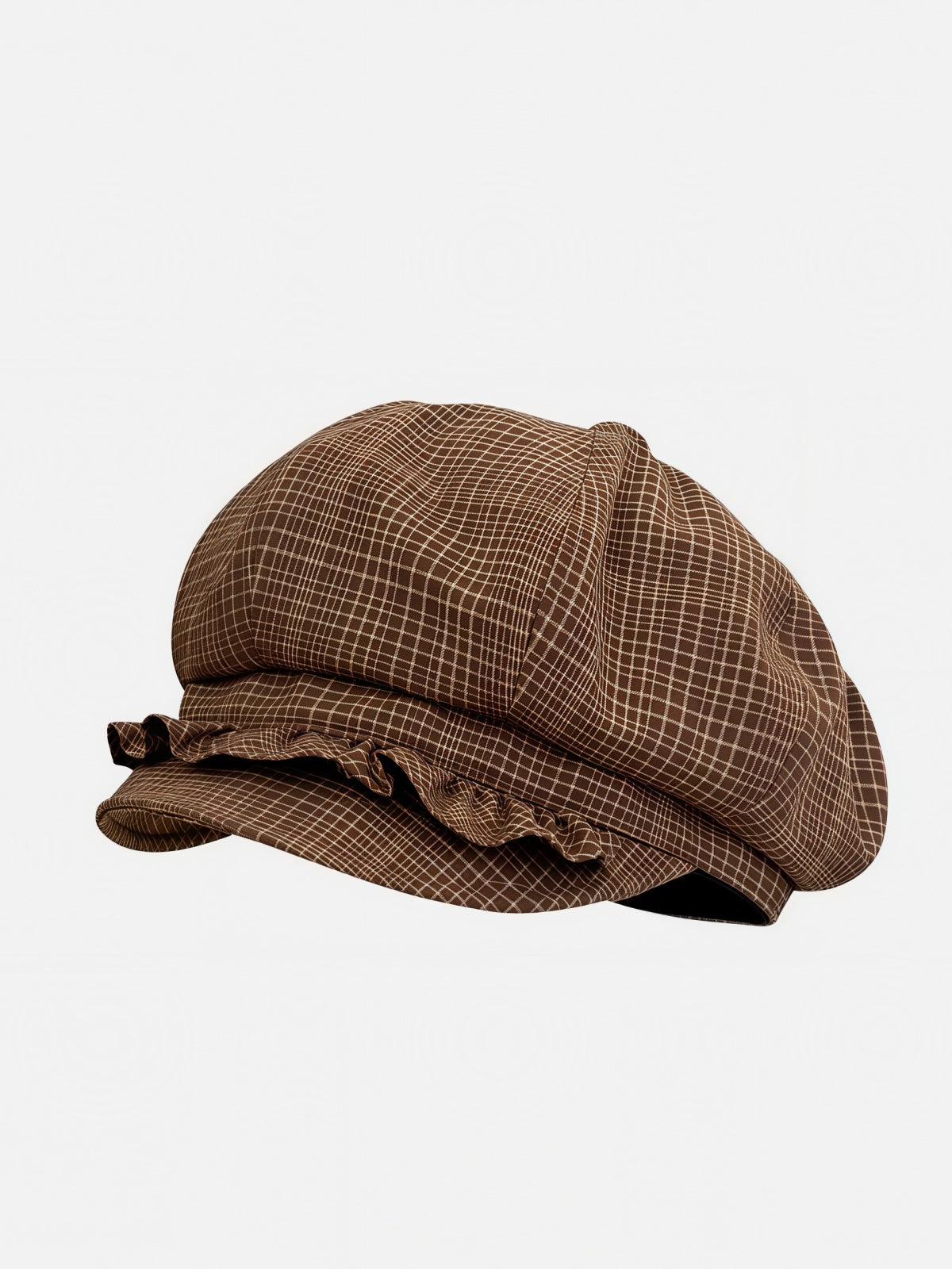Haaura Plaid Ruffled Flat Cap