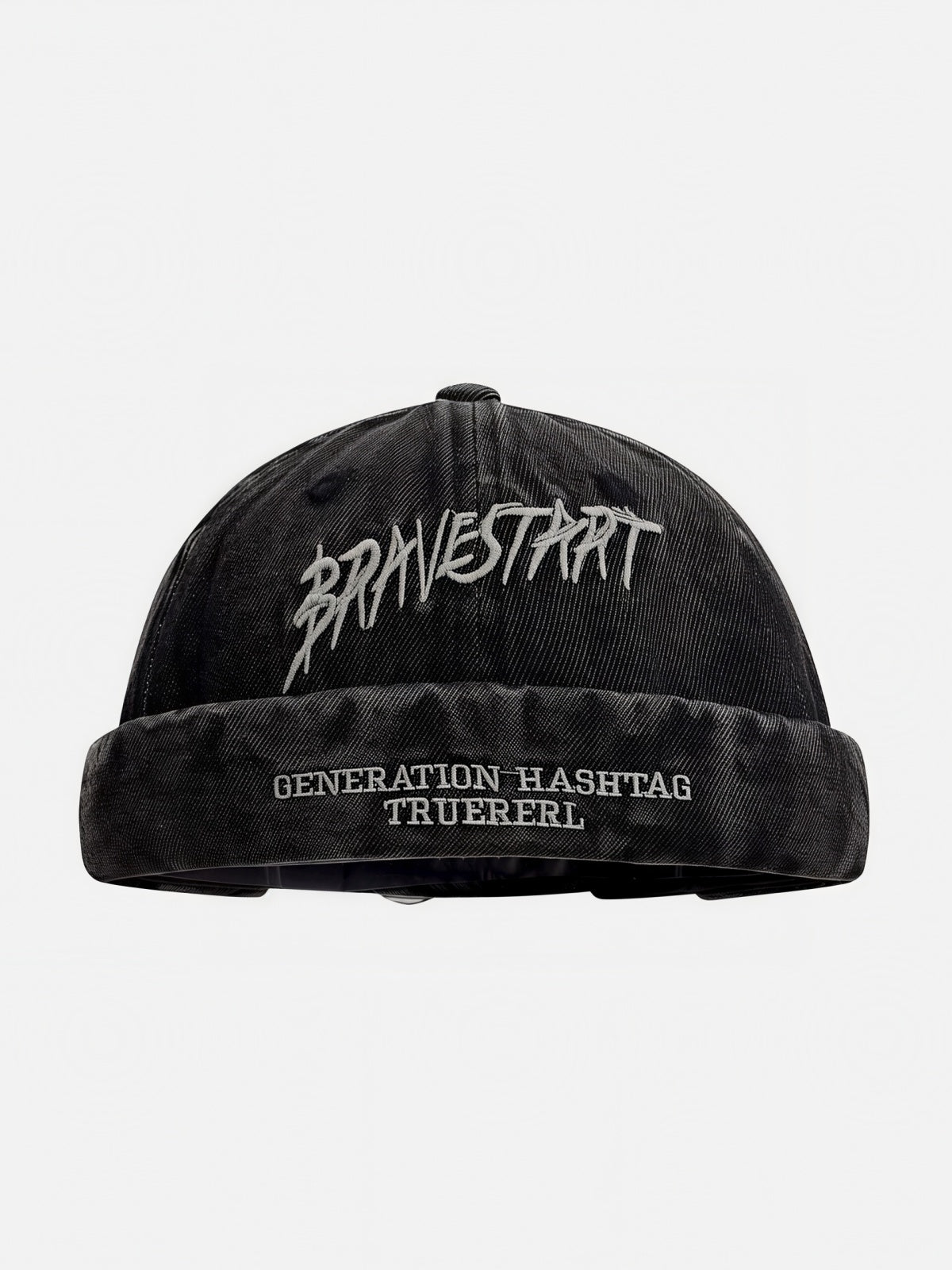 Washed Embroidered Brimless Cap