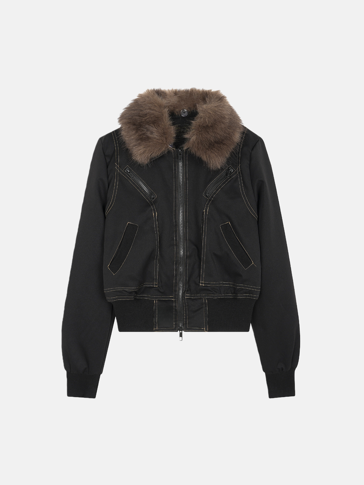 Haaura Signature Fur-Collar Bomber Jacket