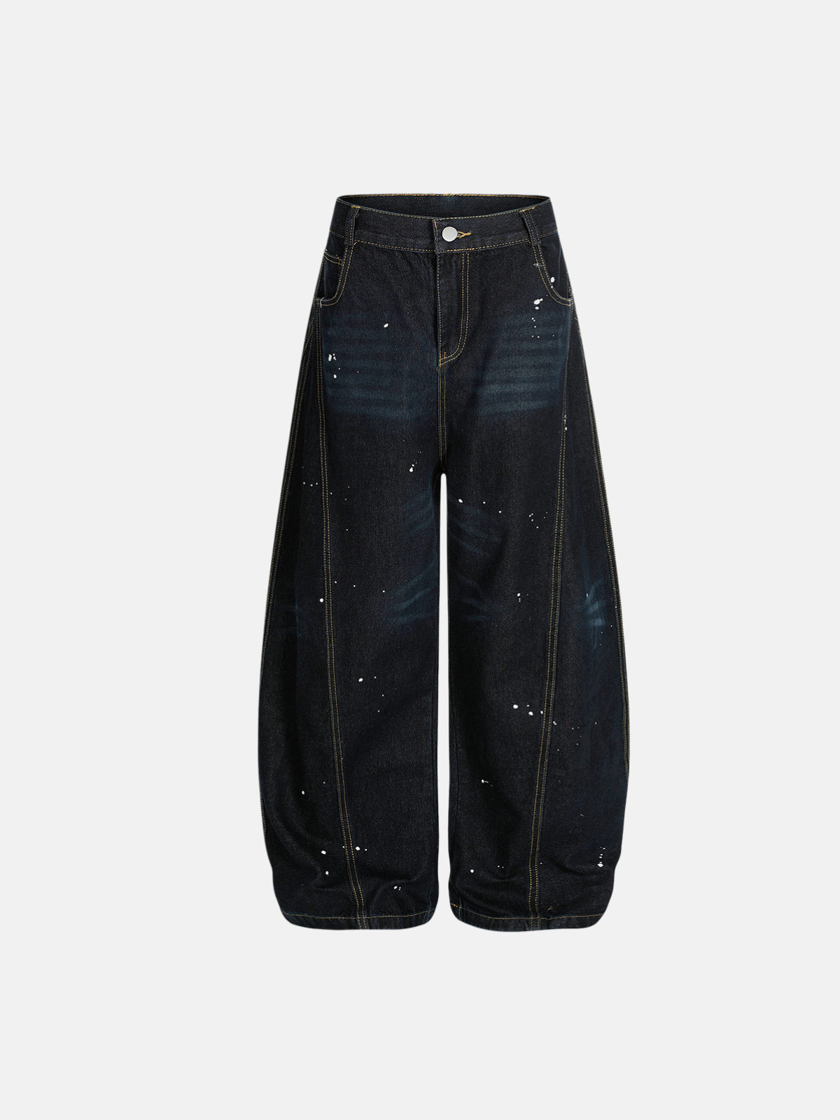 Haaura Splatter Washed Baggy Barrel Jeans