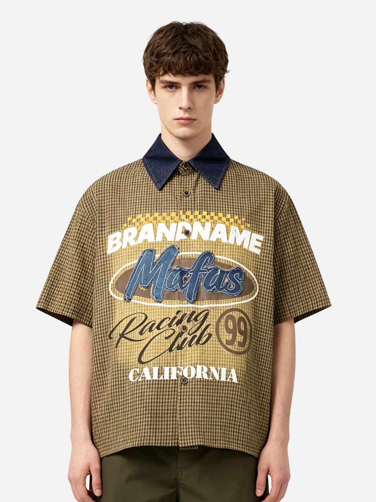 Haaura Racing Graphic Contrast Collar Shirt