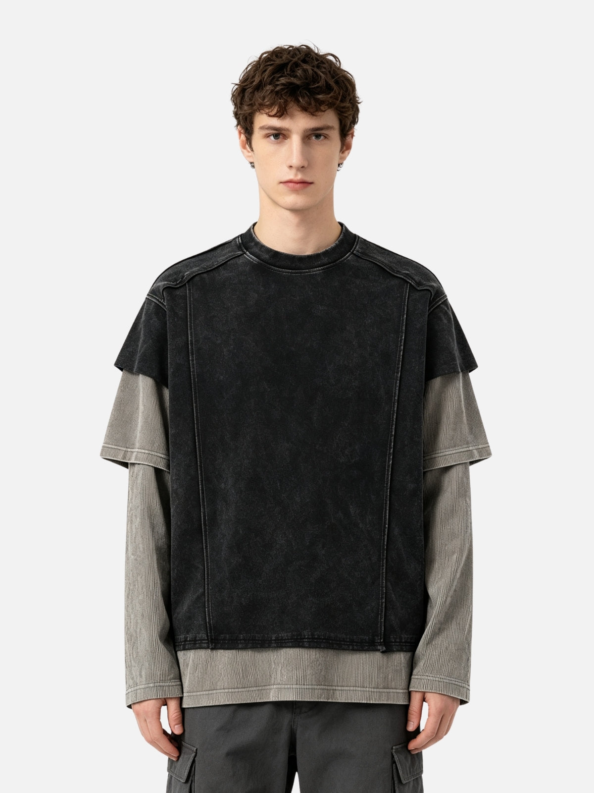 Haaura Washed Layered Long Sleeve Tee