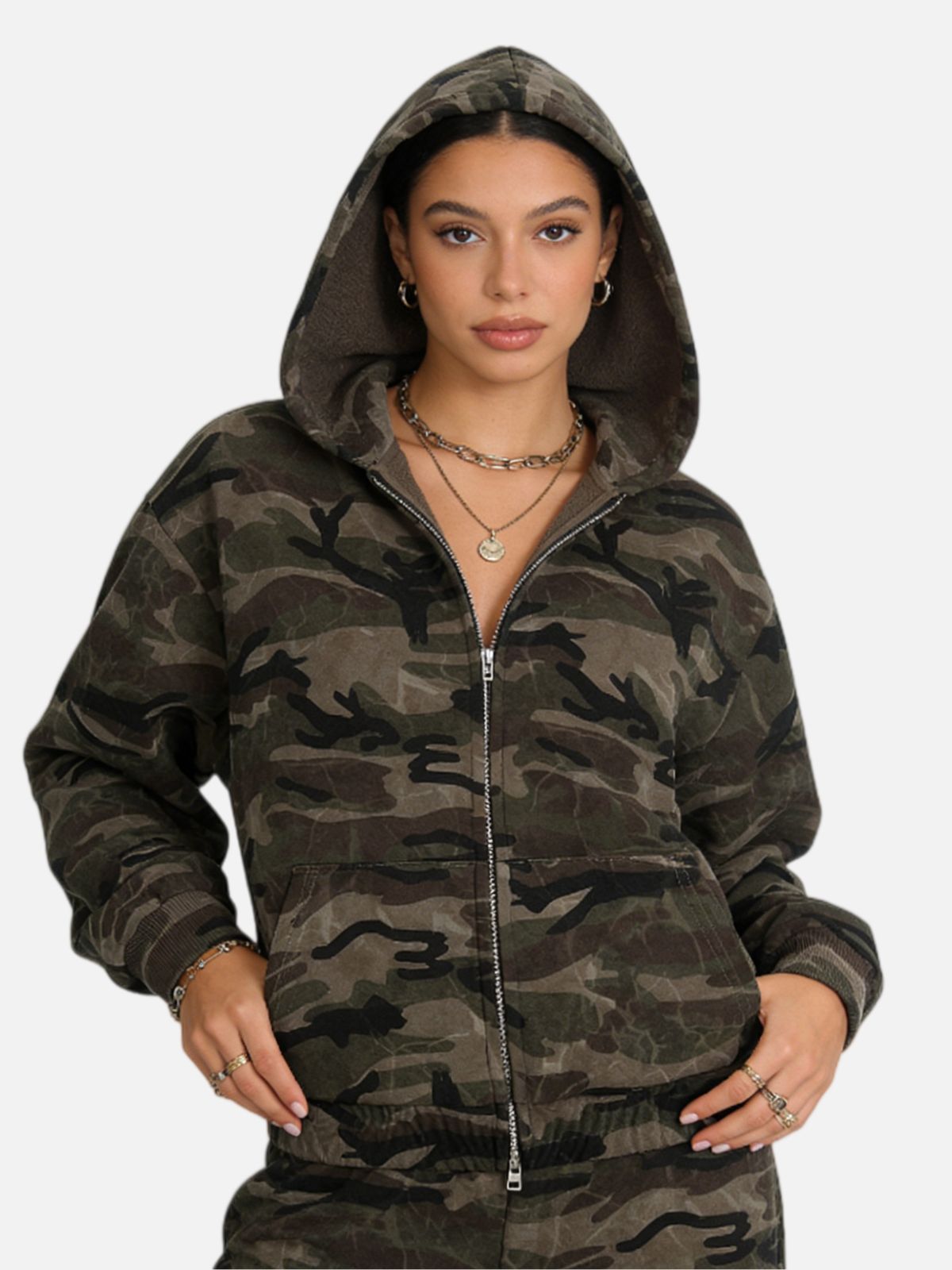 Haaura Boxy CAMO Zip Up Hoodie